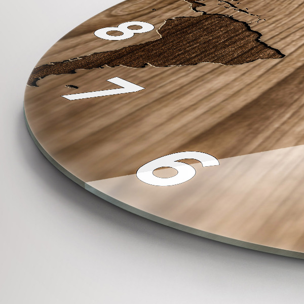 Okrúhle hodiny Mapa sveta na dreve