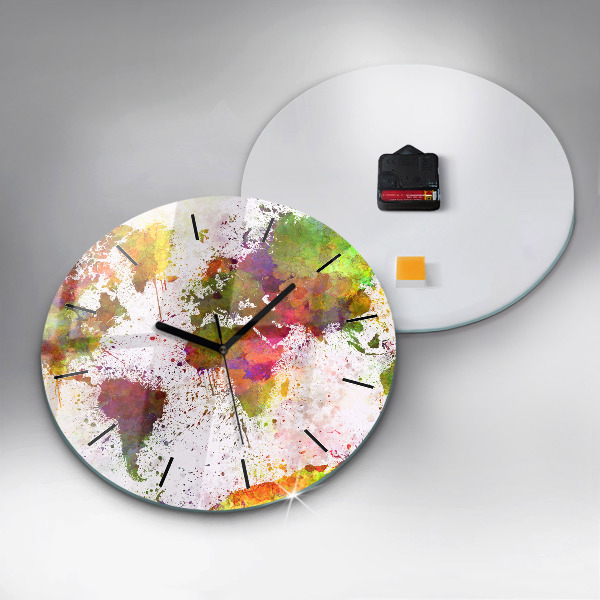 Okrúhle hodiny Akvarelová mapa sveta