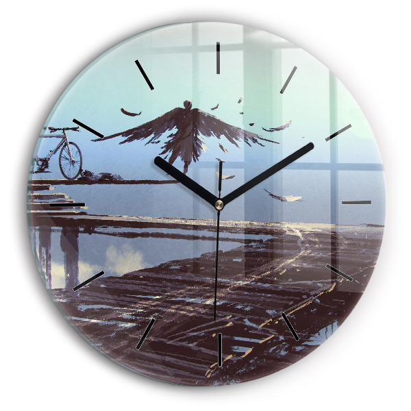 Okrúhle hodiny Anjel, most a bicykel