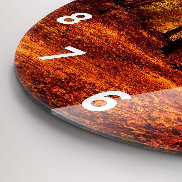 Okrúhle hodiny Lesná krajina na slnku