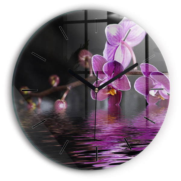 Okrúhle hodiny Kvet orchidey na vode
