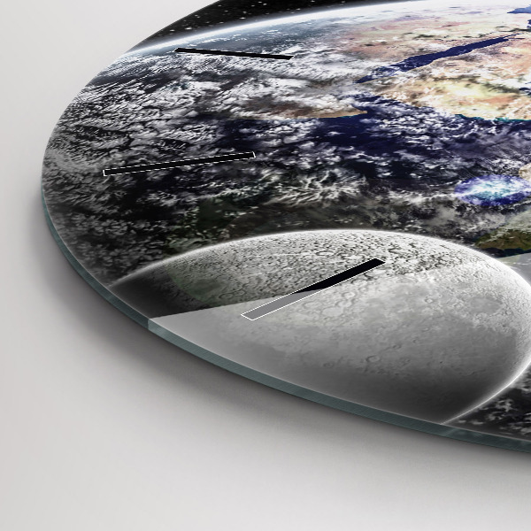 Okrúhle hodiny Zem Mesiac Slnko