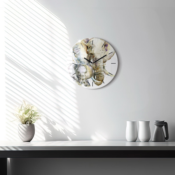 Okrúhle hodiny Maľované zvieratá slonov