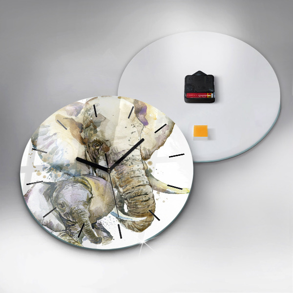 Okrúhle hodiny Maľované zvieratá slonov