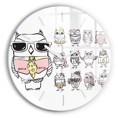 Okrúhle hodiny Vintage plagát so sovami