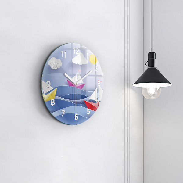 Okrúhle hodiny Farebné origami plachetnice