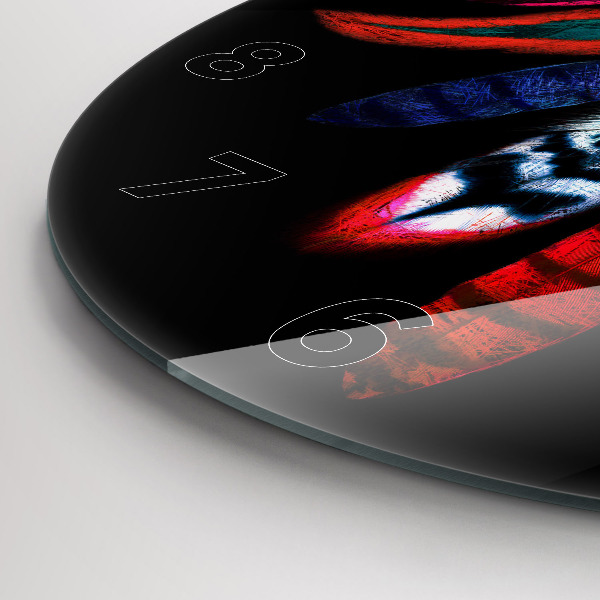 Okrúhle hodiny Farebné vtáčie perie