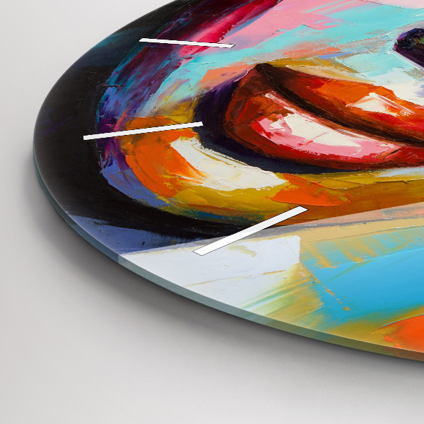 Okrúhle hodiny Farebná ženská tvár