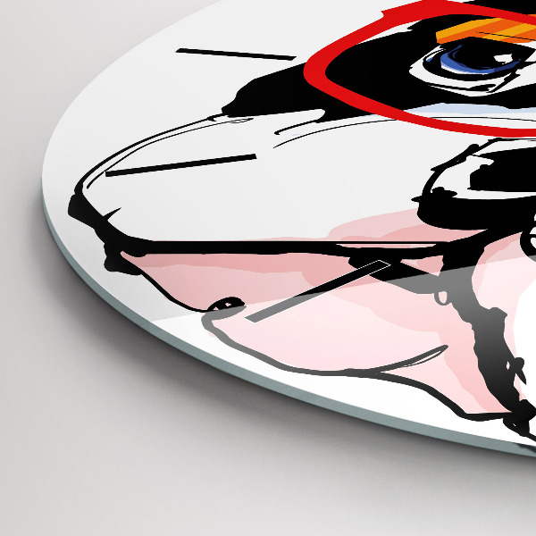 Okrúhle hodiny Francúzsky buldoček s okuliarmi