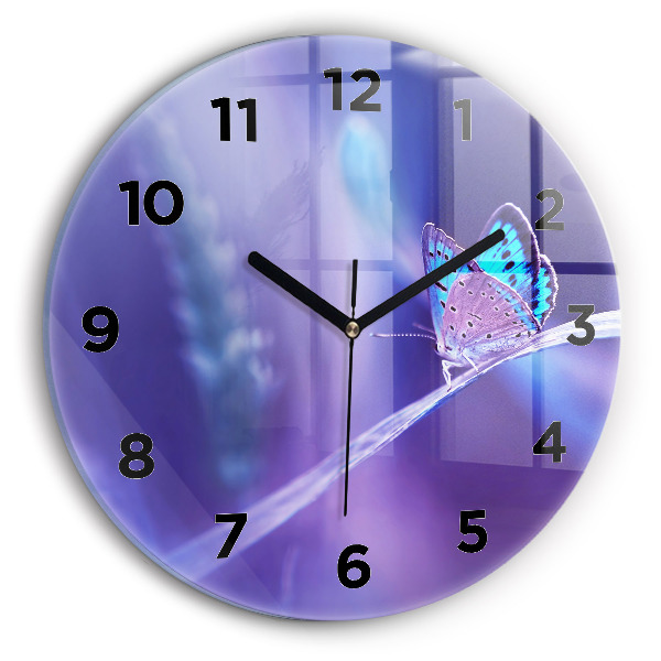 Okrúhle hodiny Motýľ na tráve