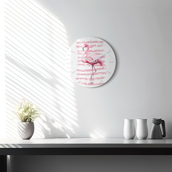 Okrúhle hodiny Grafika Flamingo