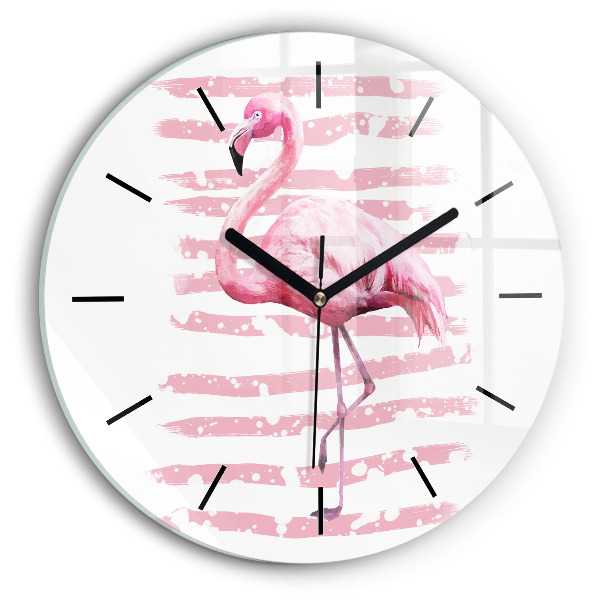 Okrúhle hodiny Grafika Flamingo