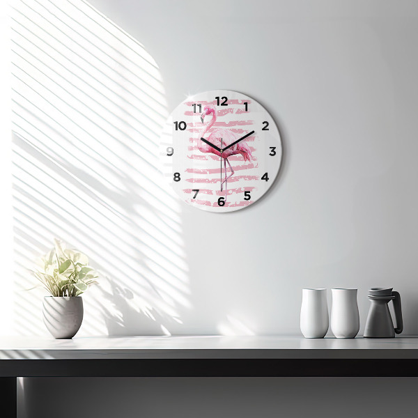 Okrúhle hodiny Grafika Flamingo