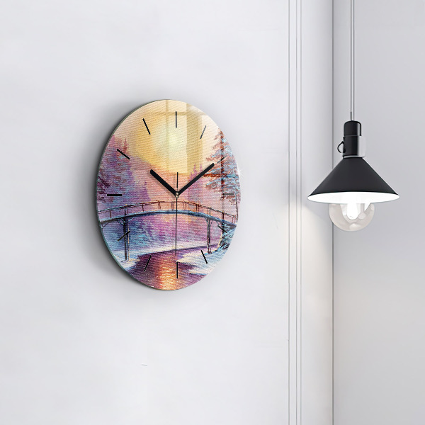 Okrúhle hodiny Vianočný stromček a most