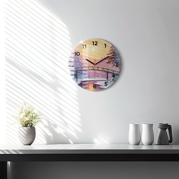 Okrúhle hodiny Vianočný stromček a most