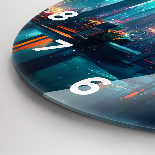 Okrúhle hodiny Mesto v kyberpunkovom štýle