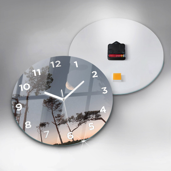 Okrúhle hodiny Polmesiac a stromy
