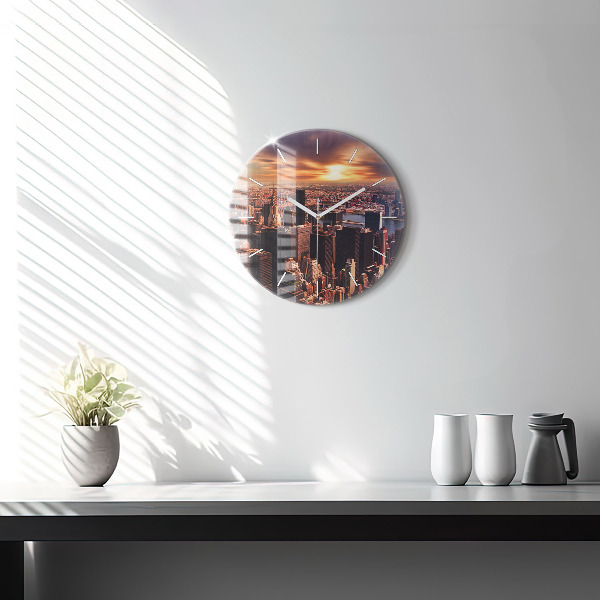 Okrúhle hodiny Panoráma mesta západu slnka