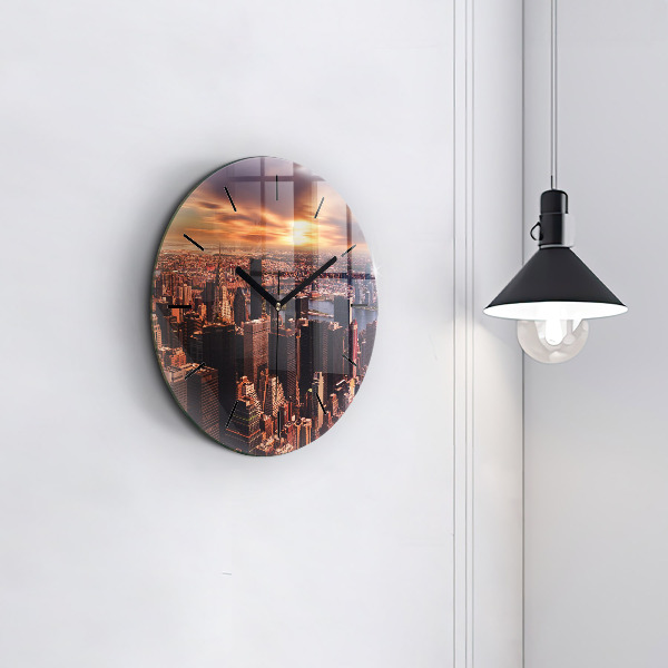 Okrúhle hodiny Panoráma mesta západu slnka
