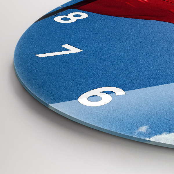 Okrúhle hodiny Poľská vlajka proti oblohe