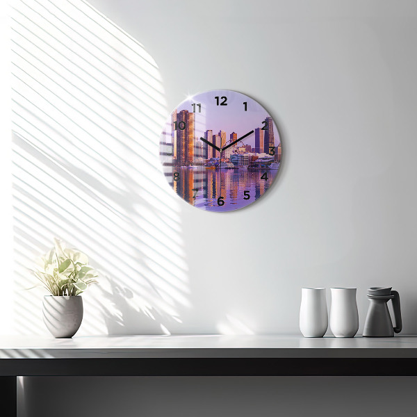 Okrúhle hodiny Pohľad na mrakodrapy USA