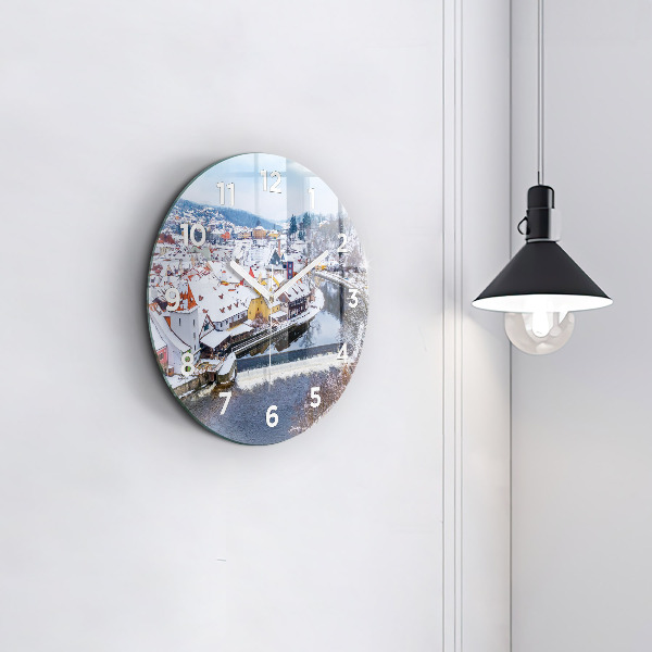 Okrúhle hodiny Panoráma mesta v zime