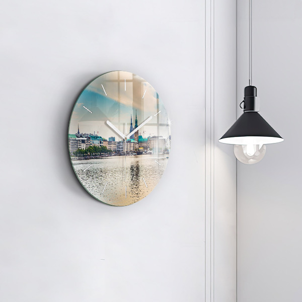 Okrúhle hodiny Binnenalster v Hamburgu