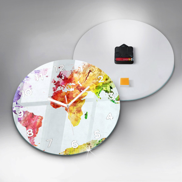 Okrúhle hodiny Akvarelová mapa sveta