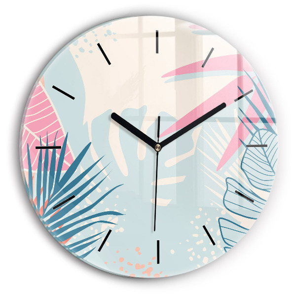 Okrúhle hodiny Pastelové listy – trópy