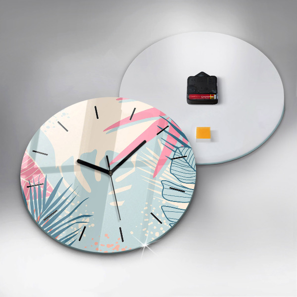 Okrúhle hodiny Pastelové listy – trópy