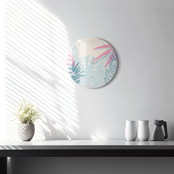 Okrúhle hodiny Pastelové listy – trópy