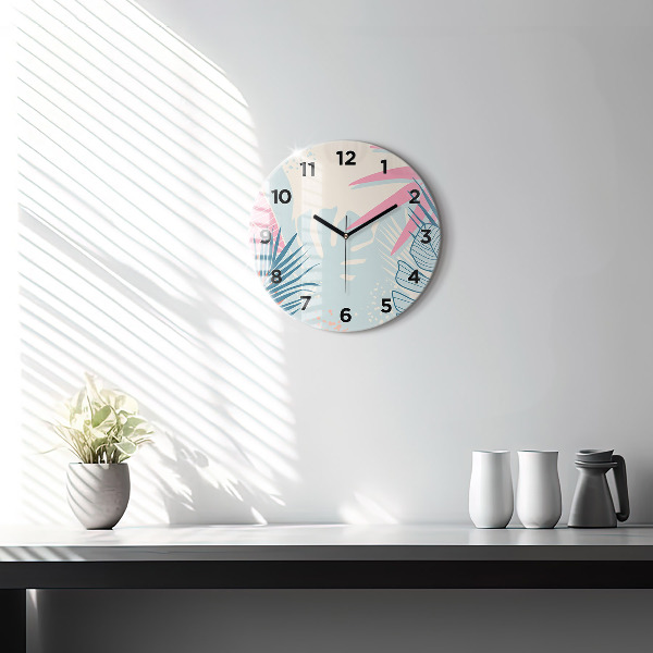 Okrúhle hodiny Pastelové listy – trópy