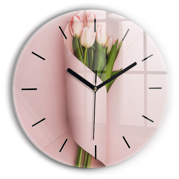Okrúhle hodiny Kytica z tulipánových kvetov