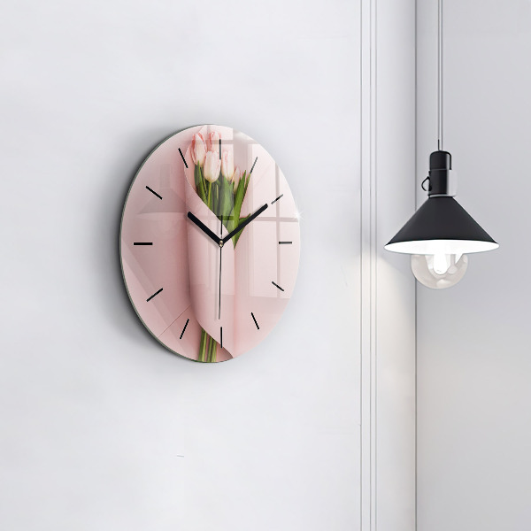 Okrúhle hodiny Kytica z tulipánových kvetov