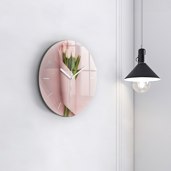 Okrúhle hodiny Kytica z tulipánových kvetov