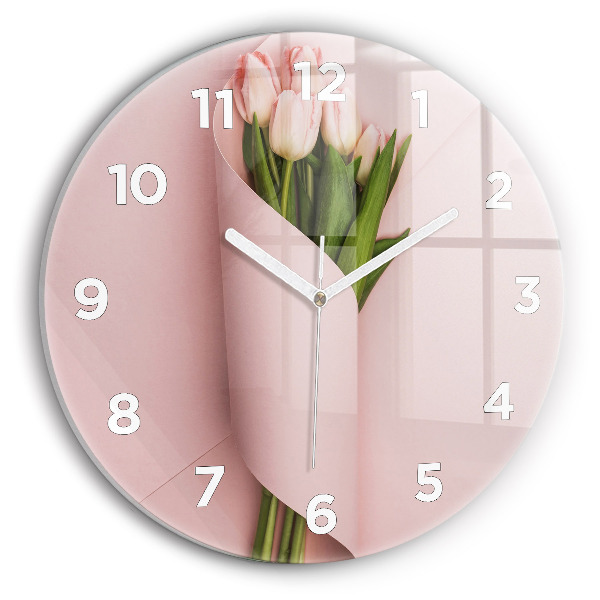 Okrúhle hodiny Kytica z tulipánových kvetov