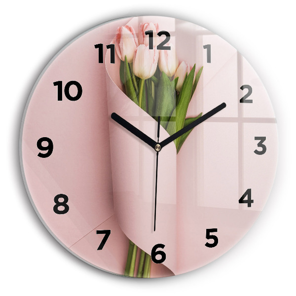 Okrúhle hodiny Kytica z tulipánových kvetov