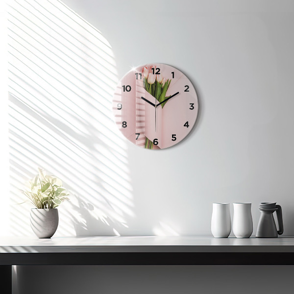 Okrúhle hodiny Kytica z tulipánových kvetov