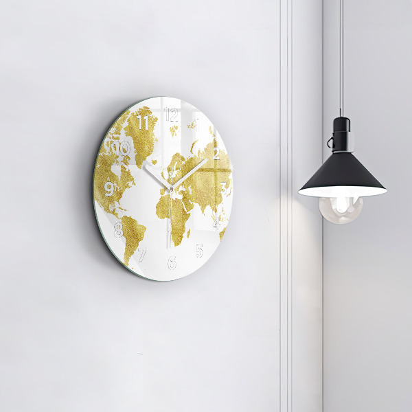 Okrúhle hodiny Zlatá mapa sveta