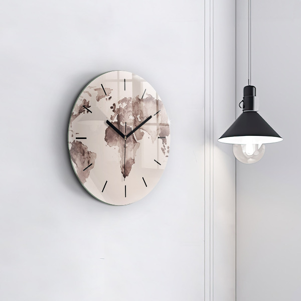 Okrúhle hodiny Akvarelová mapa sveta