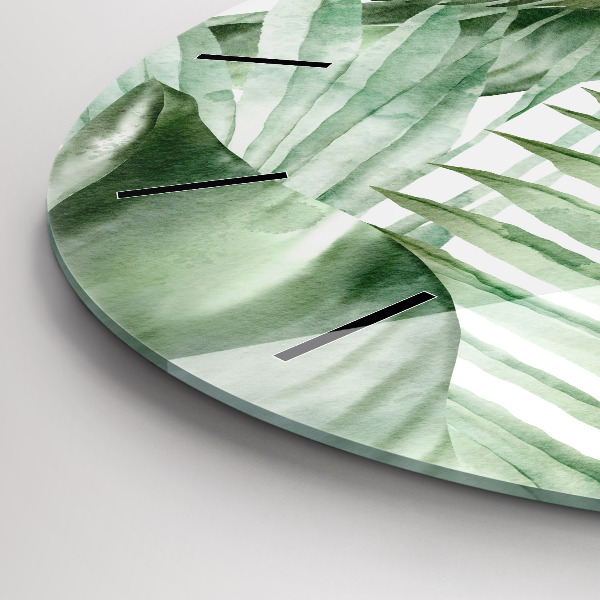 Okrúhle hodiny Maľované listy rastlín