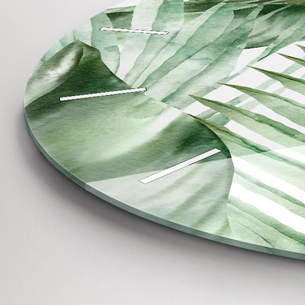 Okrúhle hodiny Maľované listy rastlín