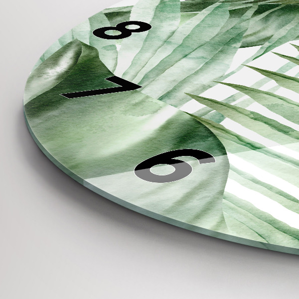 Okrúhle hodiny Maľované listy rastlín