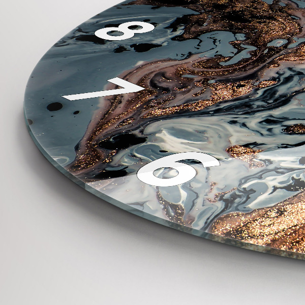 Okrúhle hodiny Mramorová zlatá abstrakcia