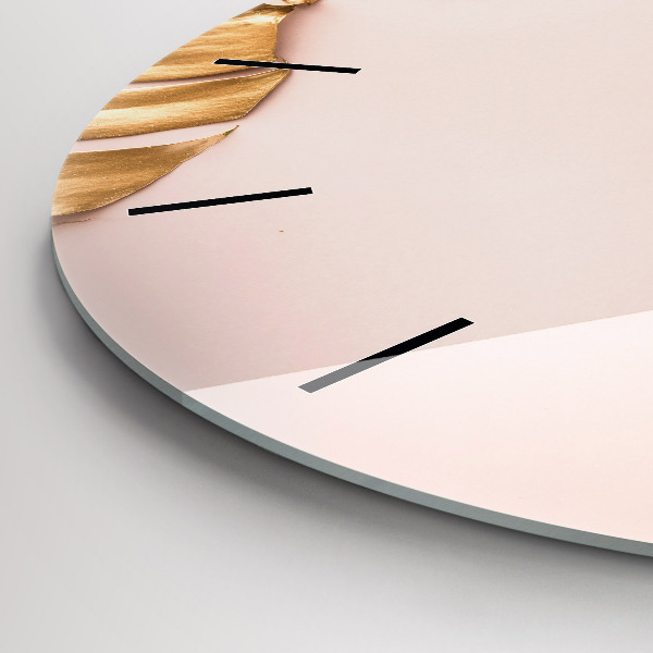 Okrúhle hodiny Zlaté tropické listy