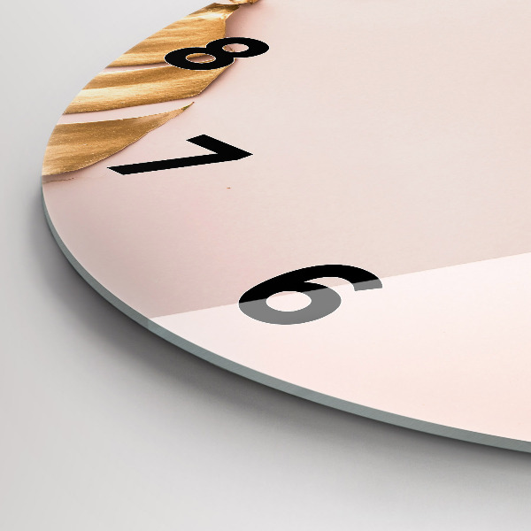 Okrúhle hodiny Zlaté tropické listy