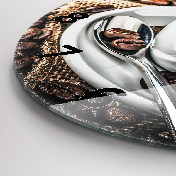 Okrúhle hodiny Šálka a kávové zrná