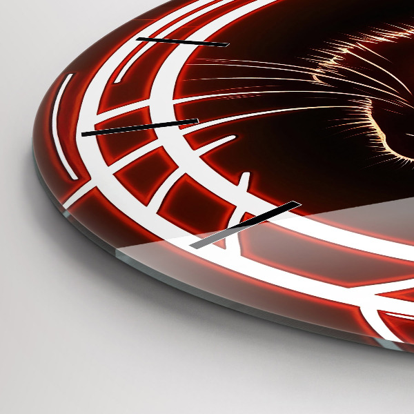 Okrúhle hodiny Mačka s červenými očami