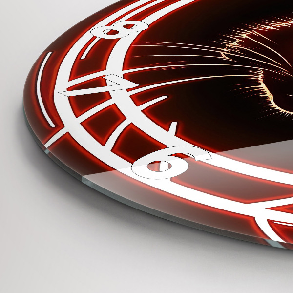 Okrúhle hodiny Mačka s červenými očami