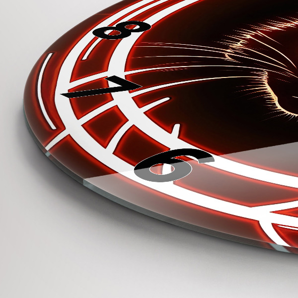 Okrúhle hodiny Mačka s červenými očami